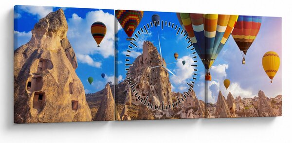 Obraz - Teplovzdušné balóny, Cappadocia, Turkey. (s hodinami) (90x30 cm)