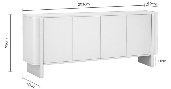 MUZZA Komoda Holm 200 x 75 x 42 cm Prírodná