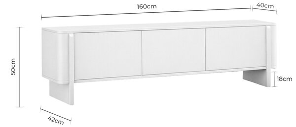 MUZZA TV stolík Holm 160 x 50 x 42 cm Prírodný