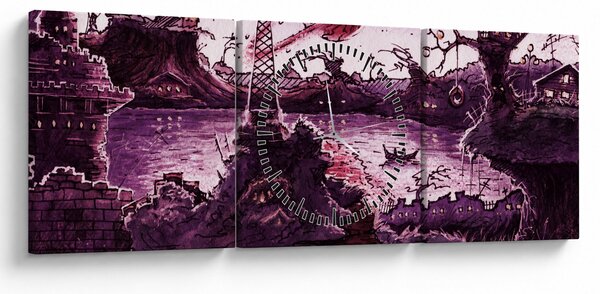 Obraz - Očarovaná dedina (s hodinami) (90x30 cm)