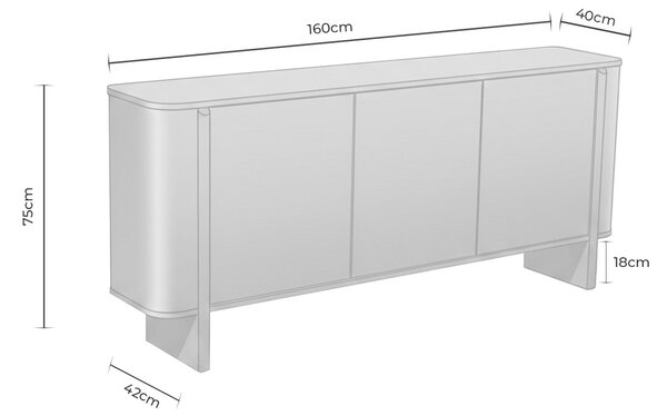 MUZZA Komoda Holm 160 x 75 x 42 cm Prírodná