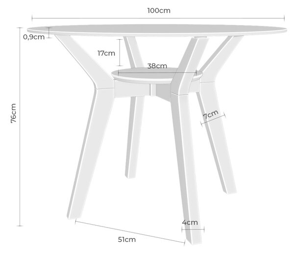 MUZZA Jedálenský stôl Salerno ø 100 cm Orech