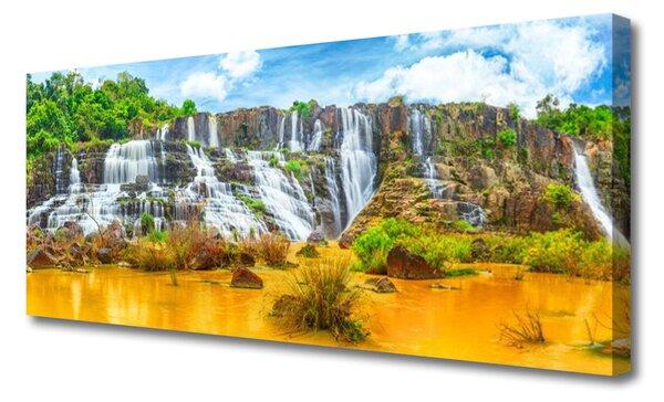 Obraz Canvas Vodopád stromy príroda 125x50 cm