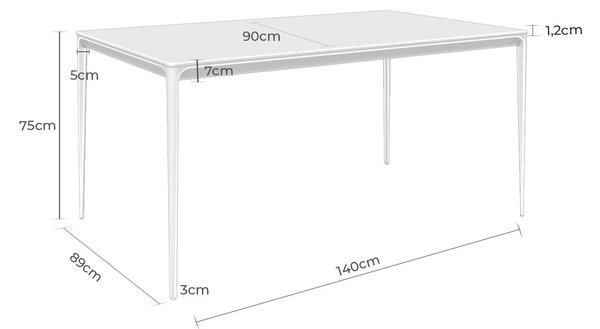 MUZZA JEDÁLENSKÝ STÔL Rikky 140 x 90 x 75 cm Šedý