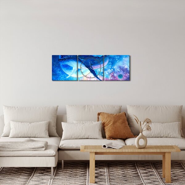 Obraz - Vesmírna veľryba (s hodinami) (90x30 cm)