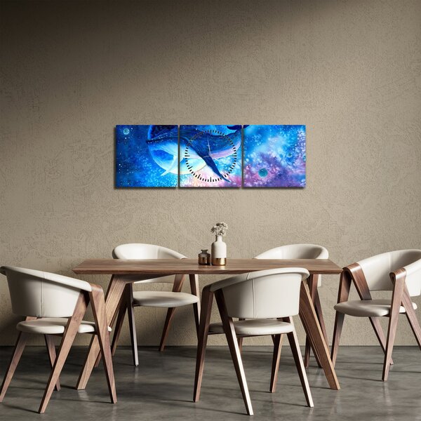 Obraz - Vesmírna veľryba (s hodinami) (90x30 cm)