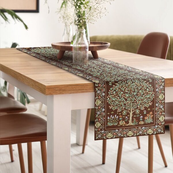 Dekorstudio Gobelínový behúň na stôl so stromom života 40x100cm - hnedý