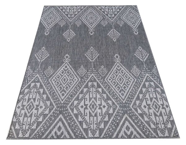 DY Obojstranný sivý koberec s geometrickým vzorom Zara 13 Rozmer: 80x150 cm
