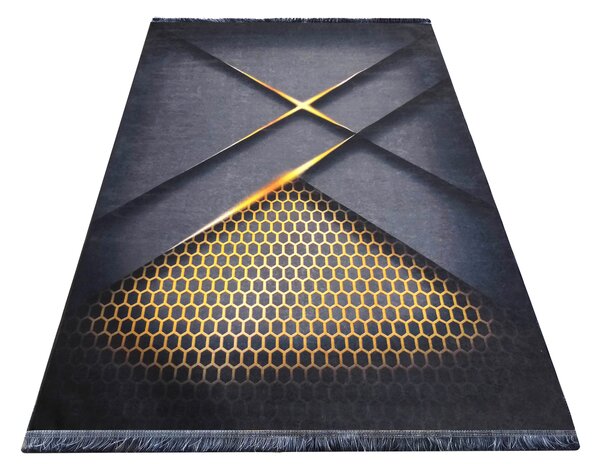 DY Čierno-zlatý koberec s geometrickým vzorom Black 05 Rozmer: 160x220 cm