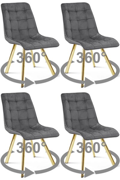Dekorstudio Zamatová jedálenská stolička CIEZA 360 - tmavosivá so zlatými nohami Počet stoličiek: 1ks