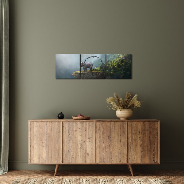 Obraz - Sloník na vrchole Taj Mahal (s hodinami) (90x30 cm)