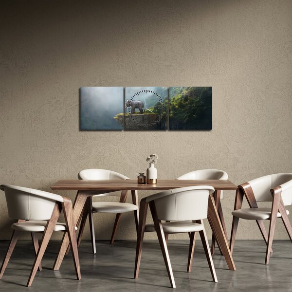 Obraz - Sloník na vrchole Taj Mahal (s hodinami) (90x30 cm)