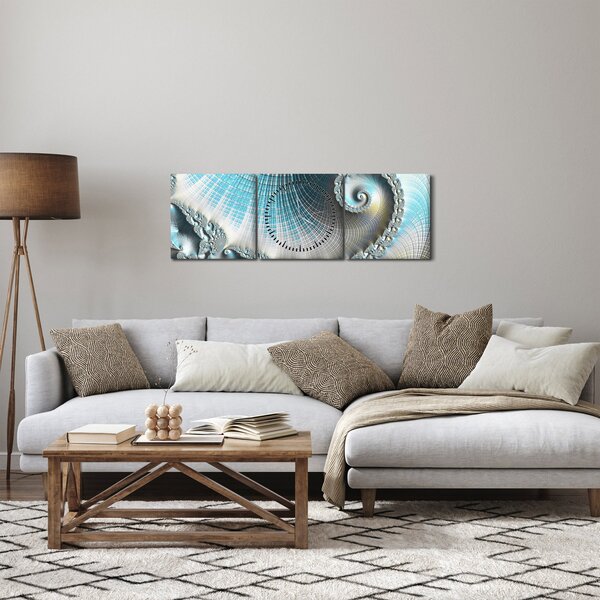 Obraz texturovanej špirály (s hodinami) (90x30 cm)