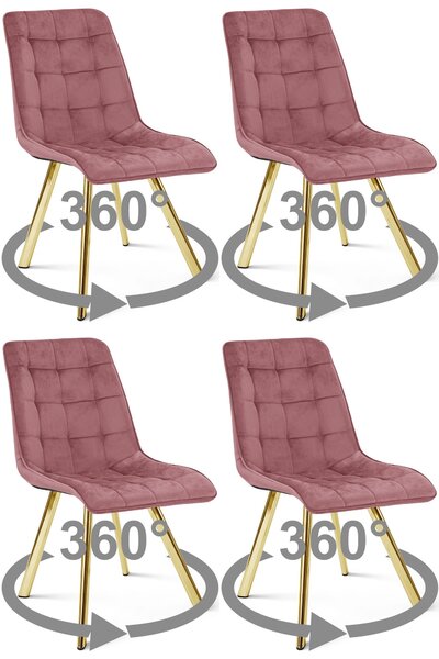 Dekorstudio Zamatová jedálenská stolička CIEZA 360 - tmavoružová so zlatými nohami Počet stoličiek: 1ks