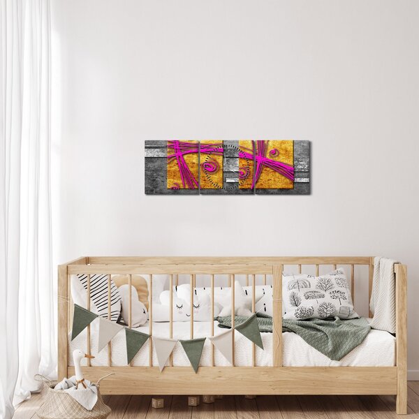 Obraz farebných štvorcov na čiernom pozadí (s hodinami) (90x30 cm)