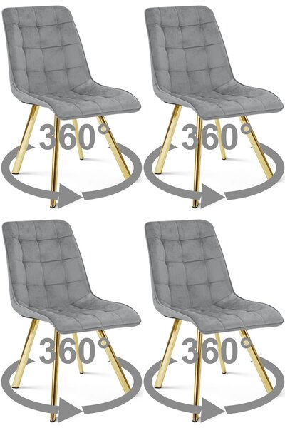 Dekorstudio Zamatová jedálenská stolička CIEZA 360 - svetlosivá so zlatými nohami Počet stoličiek: 1ks