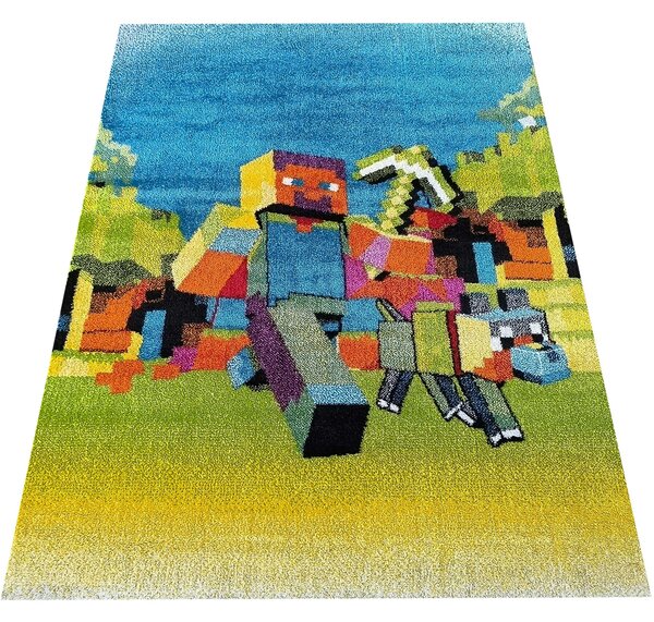 DY Detský farebný koberec s motívom Minecraft 105 Rozmer: 120x170 cm