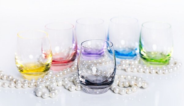 Bohemia Crystal Farebné poháre na pálenku Rainbow 25180/D4662/060ml (set po 6ks)