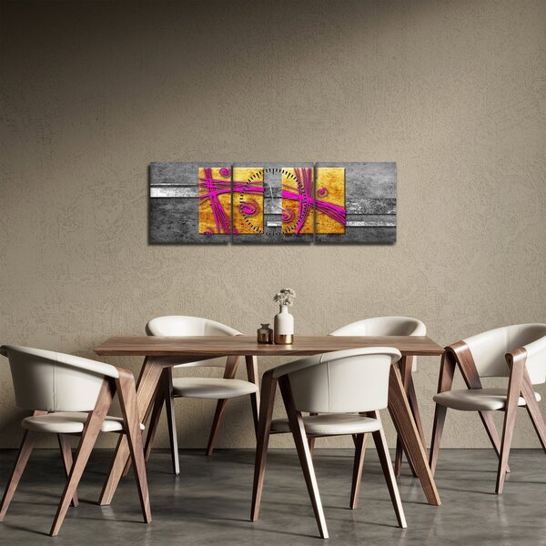 Obraz farebných štvorcov na čiernom pozadí (s hodinami) (90x30 cm)