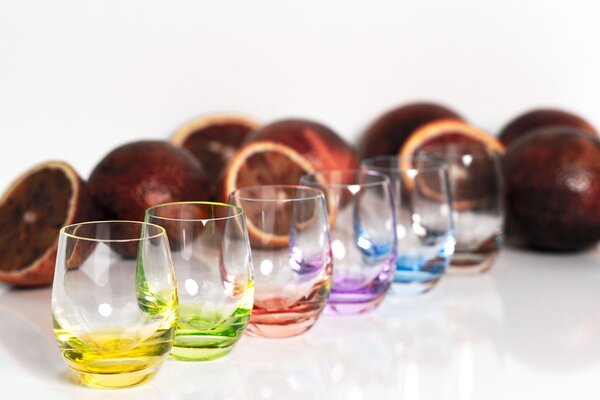 Bohemia Crystal Farebné poháre na pálenku Rainbow 25180/D4662/060ml (set po 6ks)