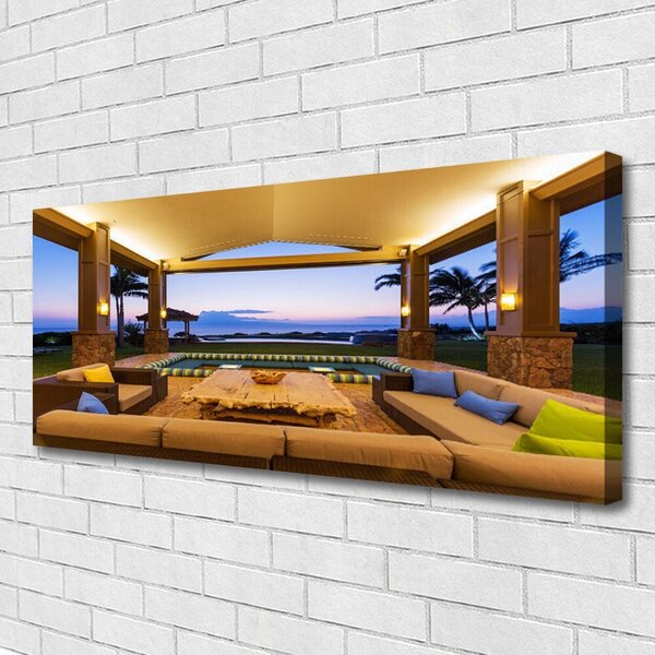 Obraz na plátne Záhrada patio palmy 125x50 cm