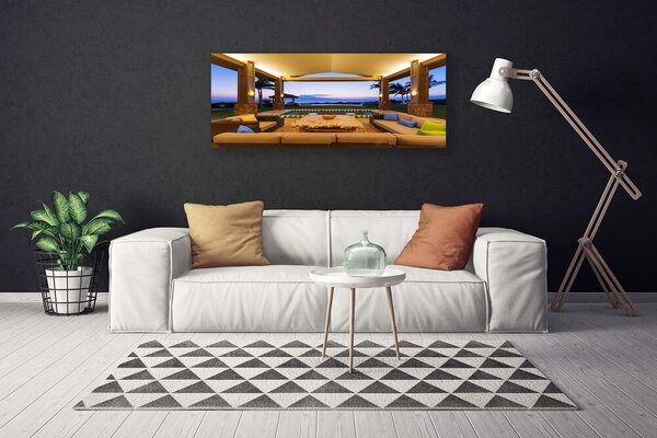 Obraz na plátne Záhrada patio palmy 125x50 cm