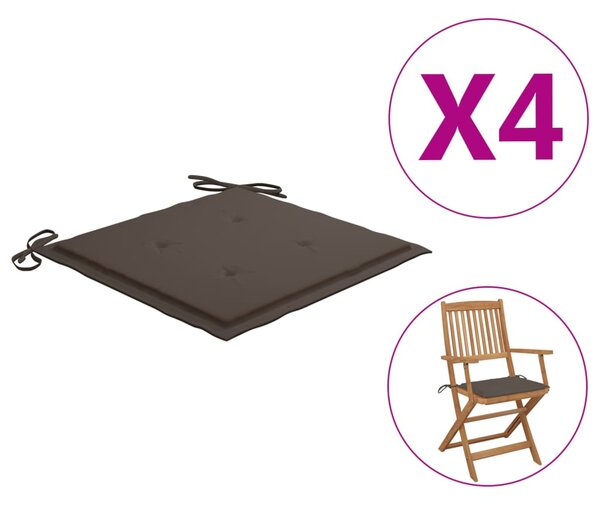Podložky na záhradné stoličky 4 ks, sivohnedé 40x40x3 cm