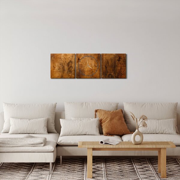 Obraz - Detail dreva (s hodinami) (90x30 cm)
