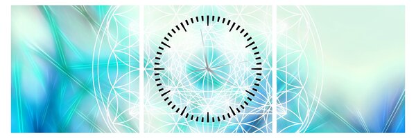 Obraz - Merkaba v tyrkysovom pozadí (s hodinami) (90x30 cm)