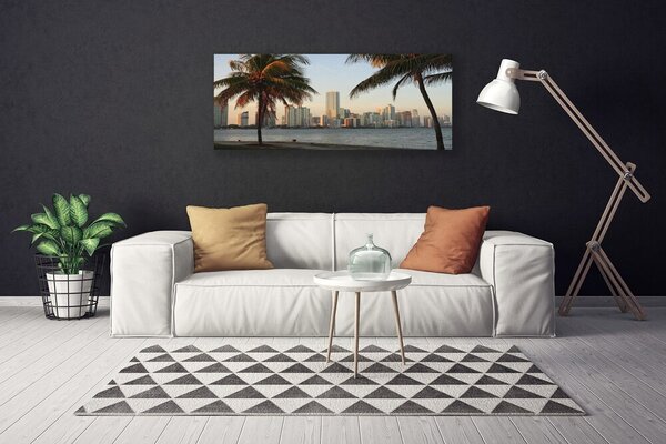 Obraz Canvas Palmy trópy mesto more 125x50 cm