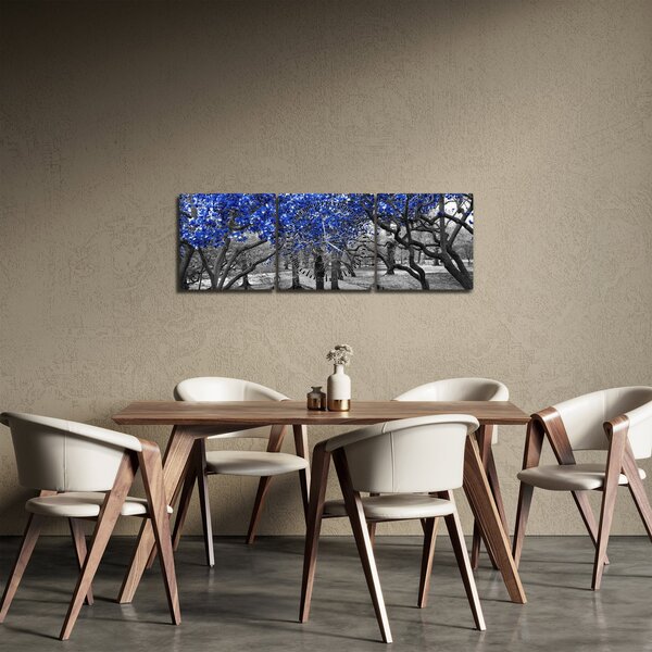 Obrázok - Modré stromy, Central Park, New York (s hodinami) (90x30 cm)