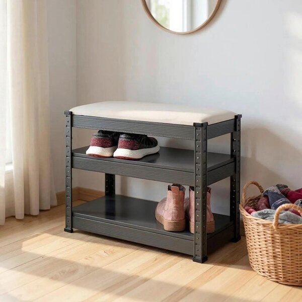 REGÁL NA TOPÁNKY, antracitová, svetlosivá, 60/47/28 cm - Online Only drobný nábytok, Online Only