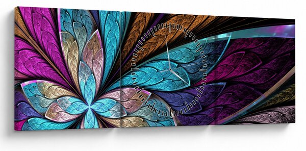 Obraz - Abstrakcia, kvetina (s hodinami) (90x30 cm)
