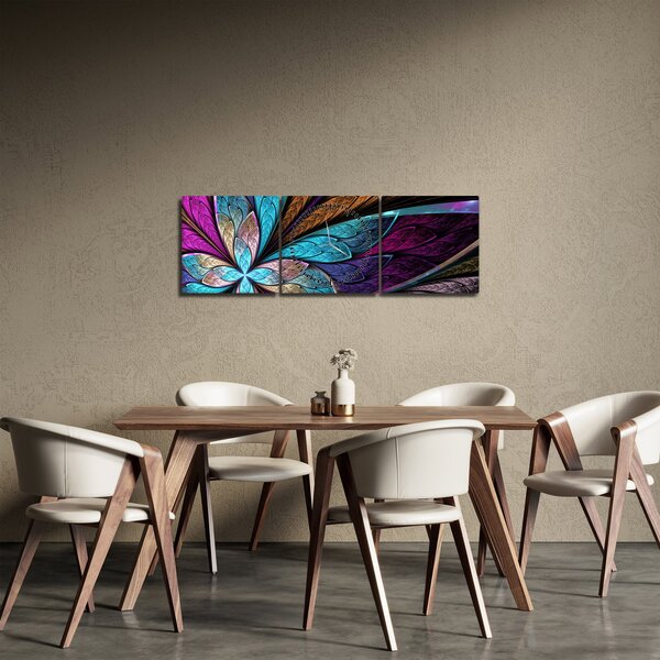 Obraz - Abstrakcia, kvetina (s hodinami) (90x30 cm)