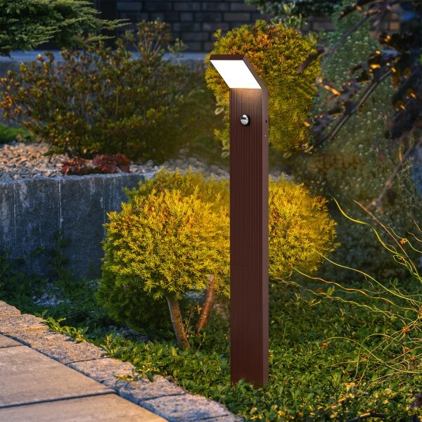 Brilagi - LED vonkajšie svietidlo so senzorom RIANO LED/8W/230V hnedé IP65 80 cm