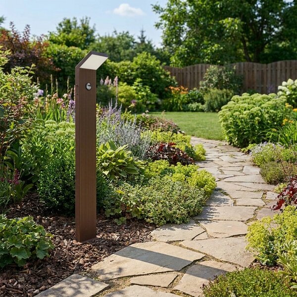 Brilagi - LED vonkajšie svietidlo so senzorom RIANO LED/8W/230V hnedé IP65 80 cm