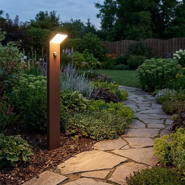 Brilagi - LED vonkajšie svietidlo so senzorom RIANO LED/8W/230V hnedé IP65 80 cm