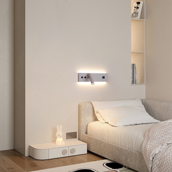 Brilagi-LED Nástenné bodové svietidlo s USB portom NOCTIS LED/3W/230V+LED/9W béžové