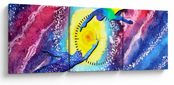Obraz - Dotyk (s hodinami) (90x30 cm)