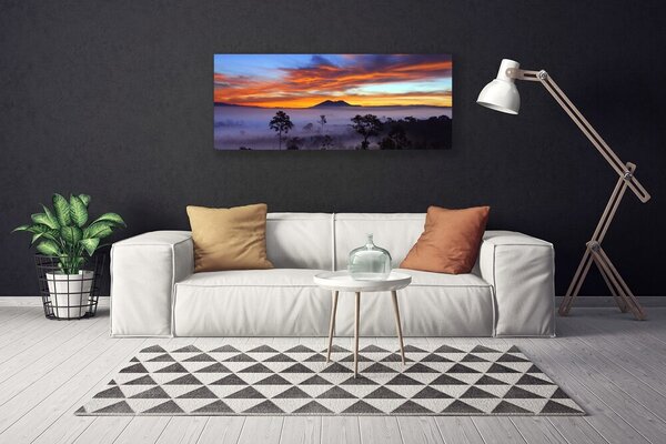 Obraz na plátne Stromy hmla krajina 125x50 cm