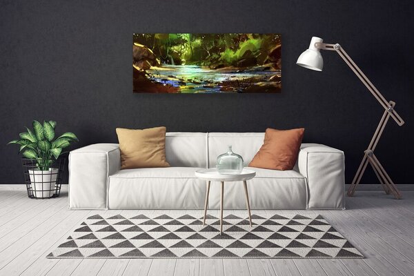 Obraz na plátne Les jazero kamene príroda 125x50 cm