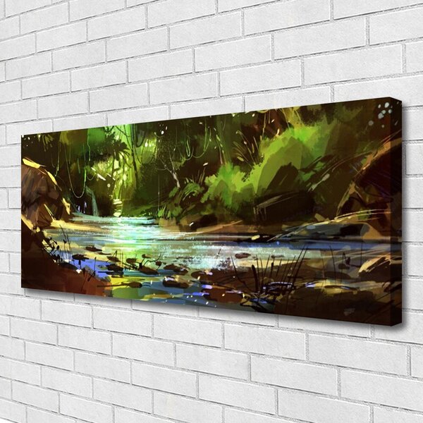 Obraz na plátne Les jazero kamene príroda 125x50 cm