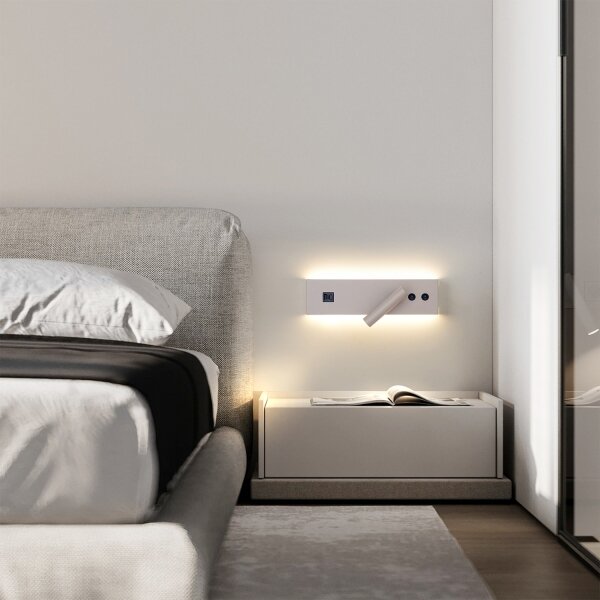 Brilagi-LED Nástenné bodové svietidlo s USB portom NOCTIS LED/3W/230V+LED/9W béžové