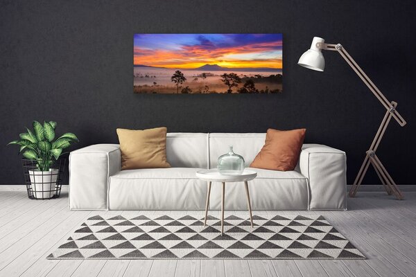 Obraz na plátne Stromy hmla krajina 125x50 cm