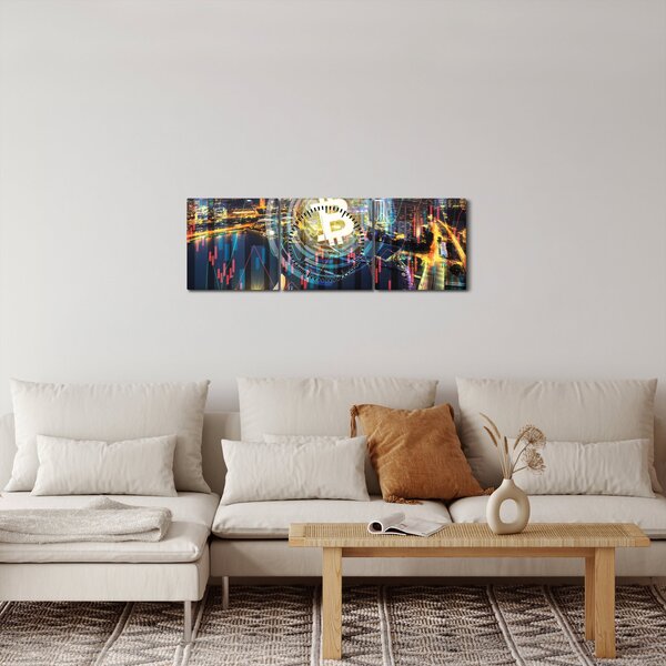 Obraz - Mesto investícií (s hodinami) (90x30 cm)