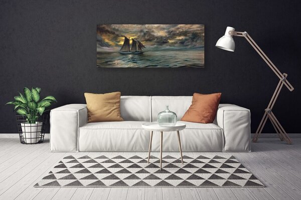 Obraz na plátne More loďka krajina 125x50 cm