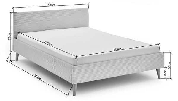 Béžová čalúnená dvojlôžková posteľ bez roštu 140x200 cm Wicki – Meise Möbel