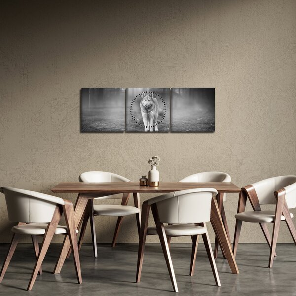 Obraz - Strážca lesa, čiernobiely (s hodinami) (90x30 cm)