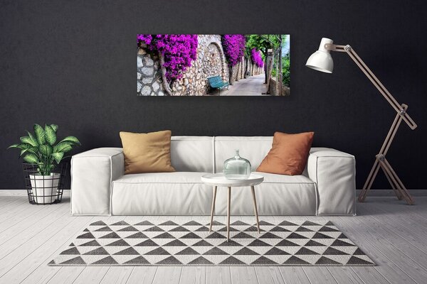 Obraz Canvas Aleje lavička kvety 125x50 cm