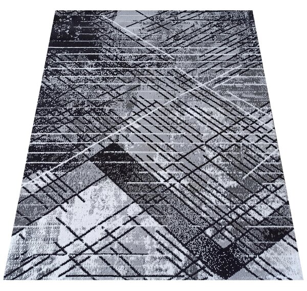 DY Čierno-sivý koberec s geometrickým vzorom Soho 14 Rozmer: 60x100 cm